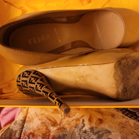 Fendi Beige Nylon Mid Heel Pumps main image 0